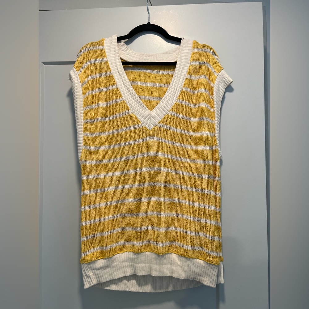 Zara Oversized yellow striped knit sweater vest